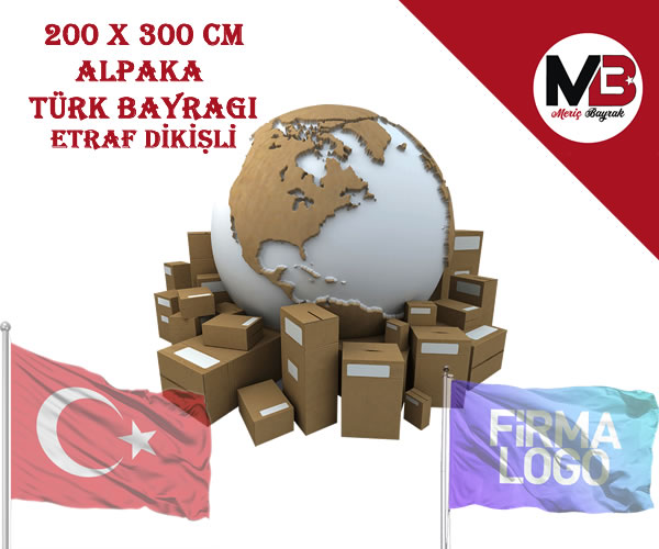 200 x 300 - Türk Bayrağı - Alpaka Kumaş - Etraf Dikişli  - 60'lı