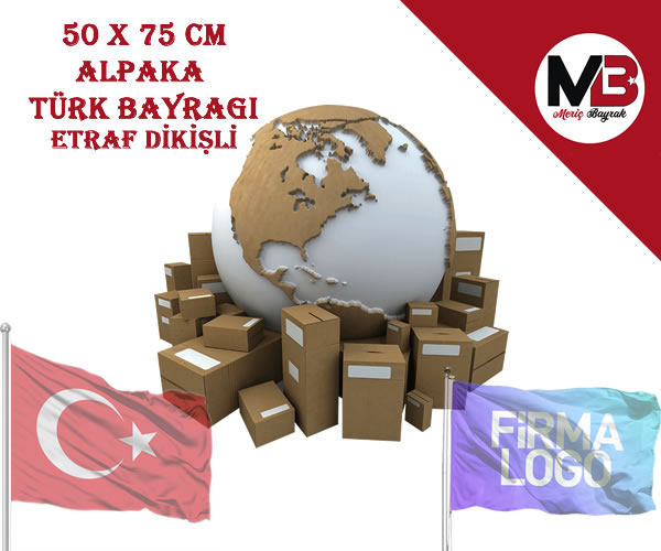 50 x 75 - Türk Bayrağı - Alpaka Kumaş - Etraf Dikişli - 800'lü